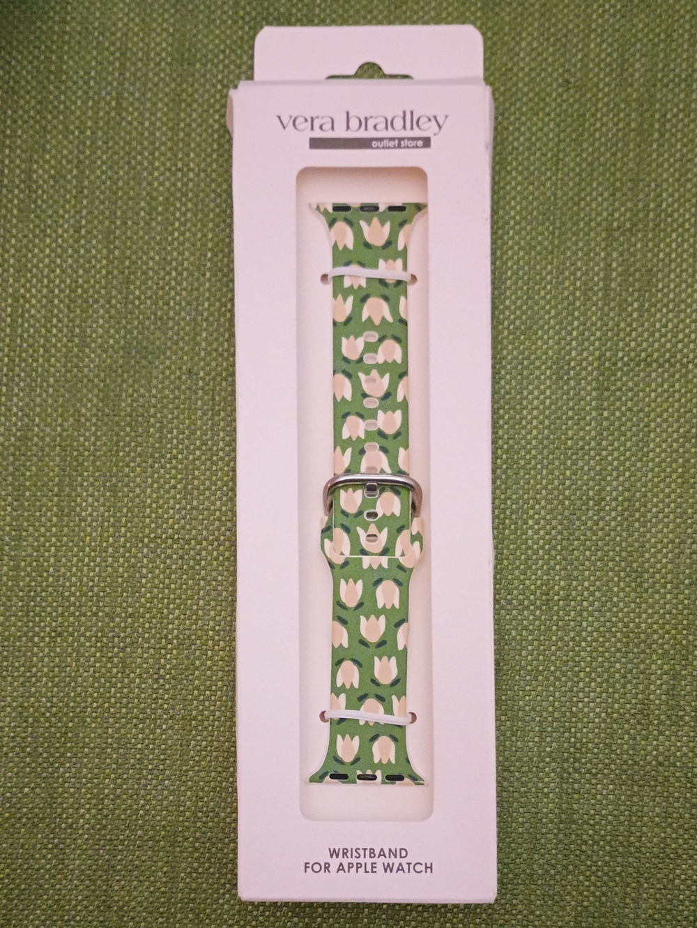 Vera Bradley Tulip Rows Green and Cream Floral Apple Watch Band